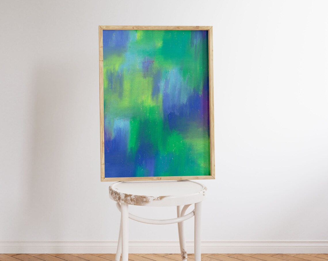 Aurora Abstract Wall Art Print, Blue Green