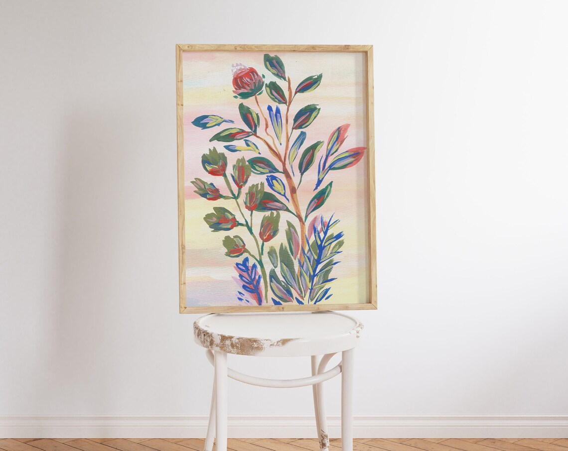 Abstract Floral Print Colorful Botanical Wall Art