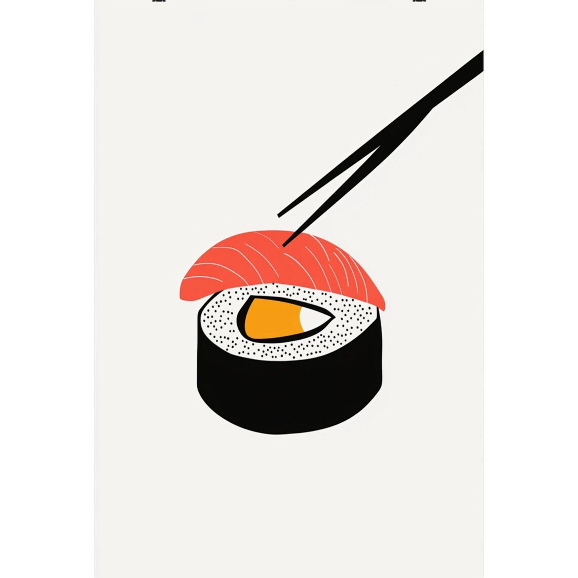 Minimalist Salmon Nigiri With Chopsticks Sushi Artwork Poster
