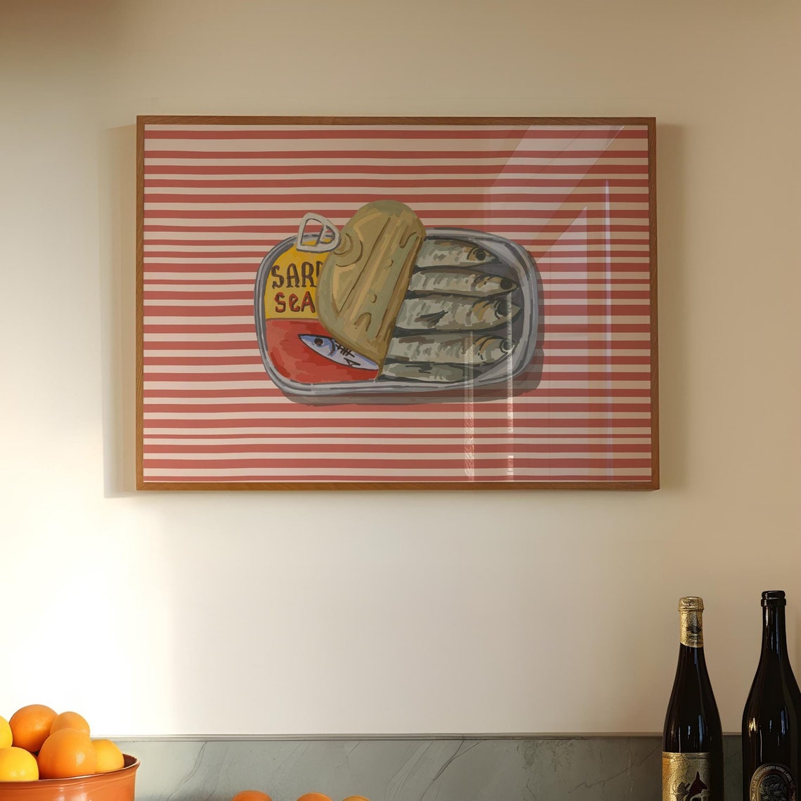 Tinned Fish Sardines Retro Seafood Illustration Horizontal Poster - Image 4