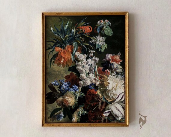 Dark Vintage Floral Still Life Dutch Masters Bouquet Flower Poster