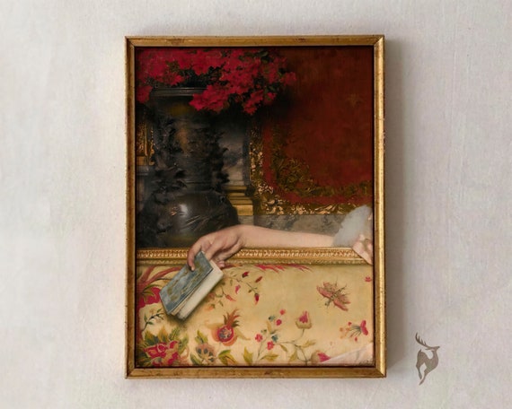 Gift For Reader Woman Feminine Wall Art Above Bed Decor Apartment Funky Eclectic Gallery Quirky Maximalist