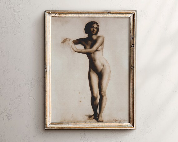 Classical Sepia Female Figure Study Vintage Academic Art Poster