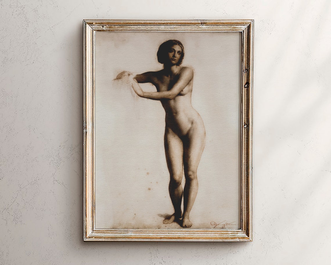 Classical Sepia Female Figure Study Vintage Academic Art Poster