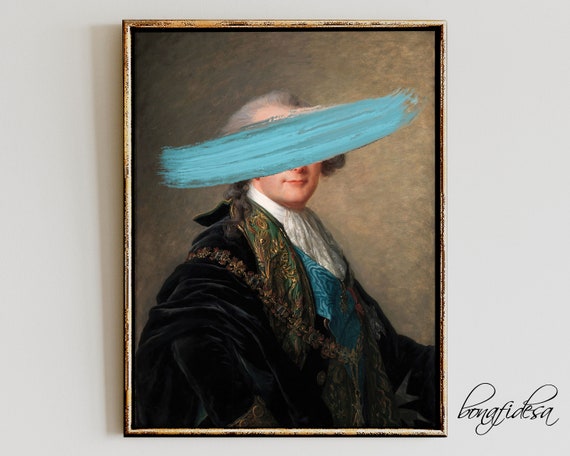 Maximalist Decorfun Altered Portraitfunny Renaissancealtered Classicfunny Portraitvintage Home Decorhistorical Wall Artbaroque Art
