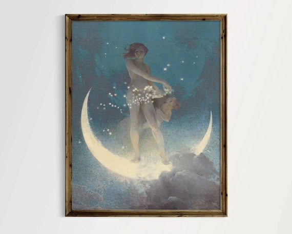 Mythology Moon Goddess Print Dark Academia Vintage Wall Art
