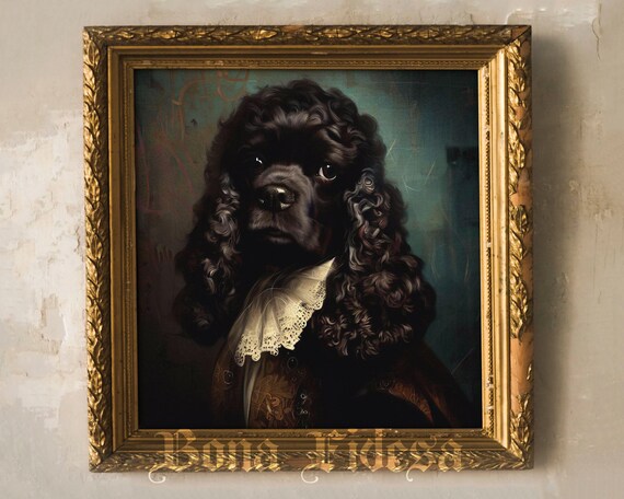 Black Cocker Spaniel Renaissance Portrait Velvet Vintage Style Poster