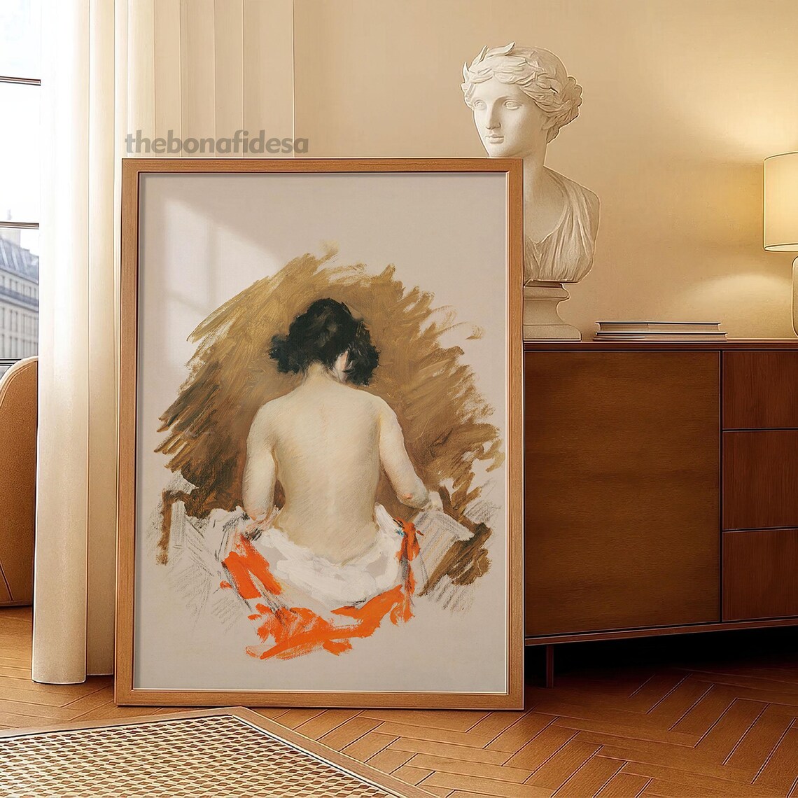 Vintage Woman Back Pastel Portrait Art Print