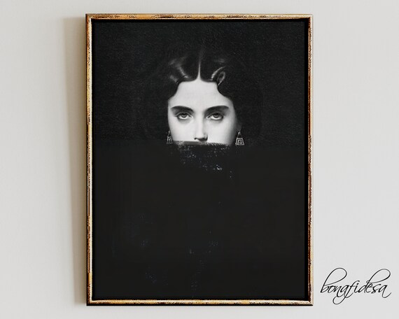 Moody Portrait Dark Academia Decor Altered Art Woman Victorian Wall Print