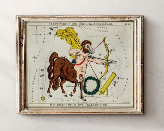 Astrology Art Print Gift For Astrologyzodiac Giftsvintage Zodiac Posterantique Mapvintage Map Printcelestial Home Decordark Academia