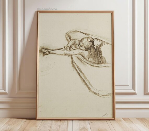 Sleepy Baby Bath Time Vintage Sepia Nursery Sketch Art Print
