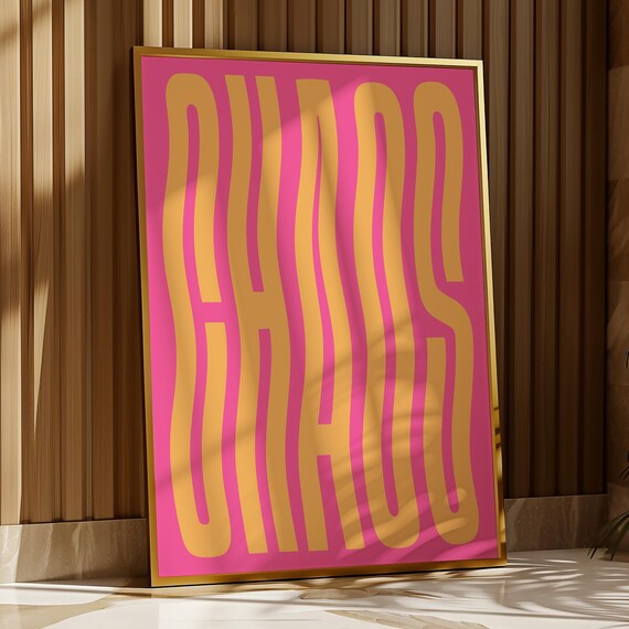 Chaos Typography Print Maximalist Typography Wavy Chaos Poster Trendy Typography Retro Wall Art Ty129