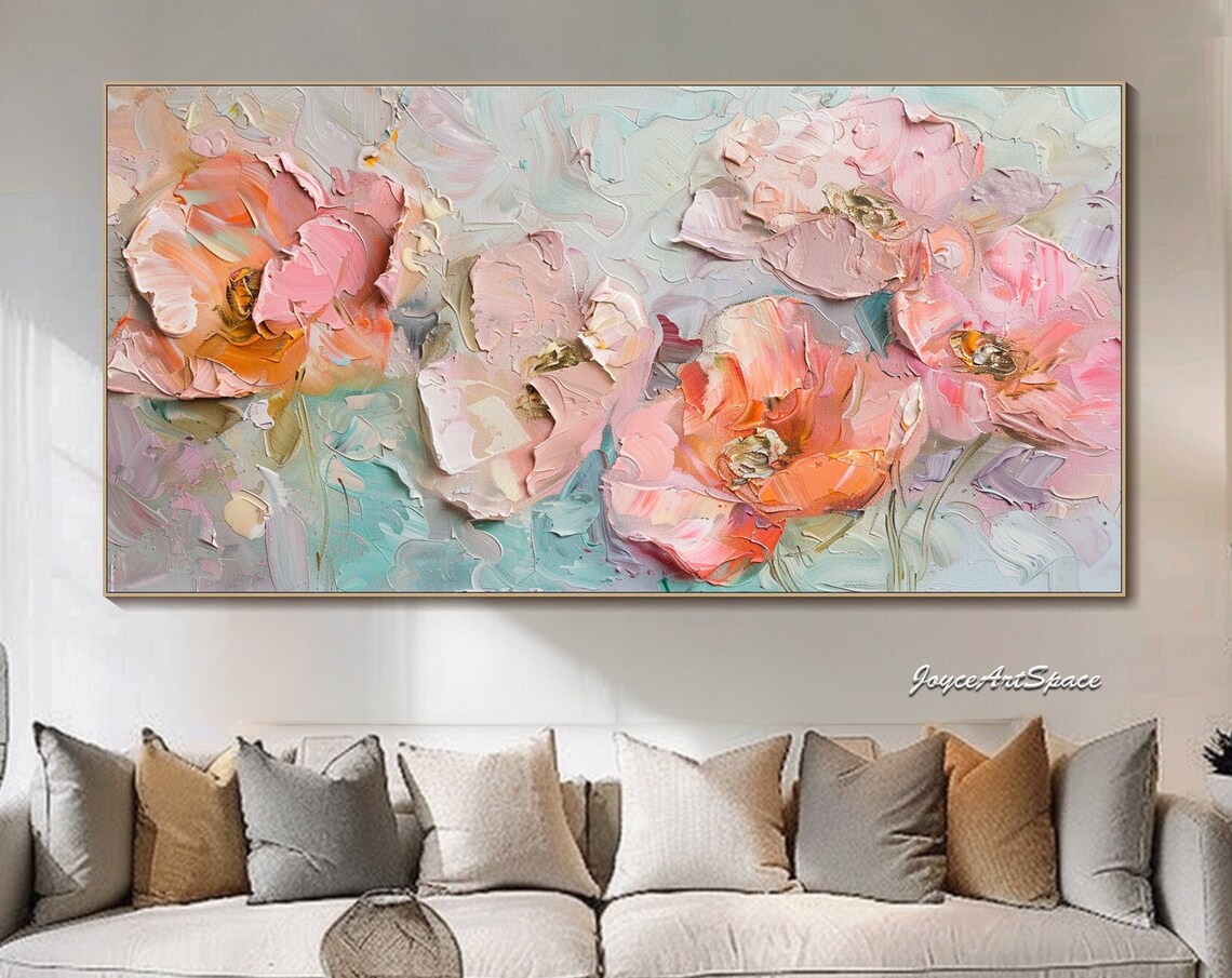 Abstract Textured Flower Painting, Boho Floral Art Print