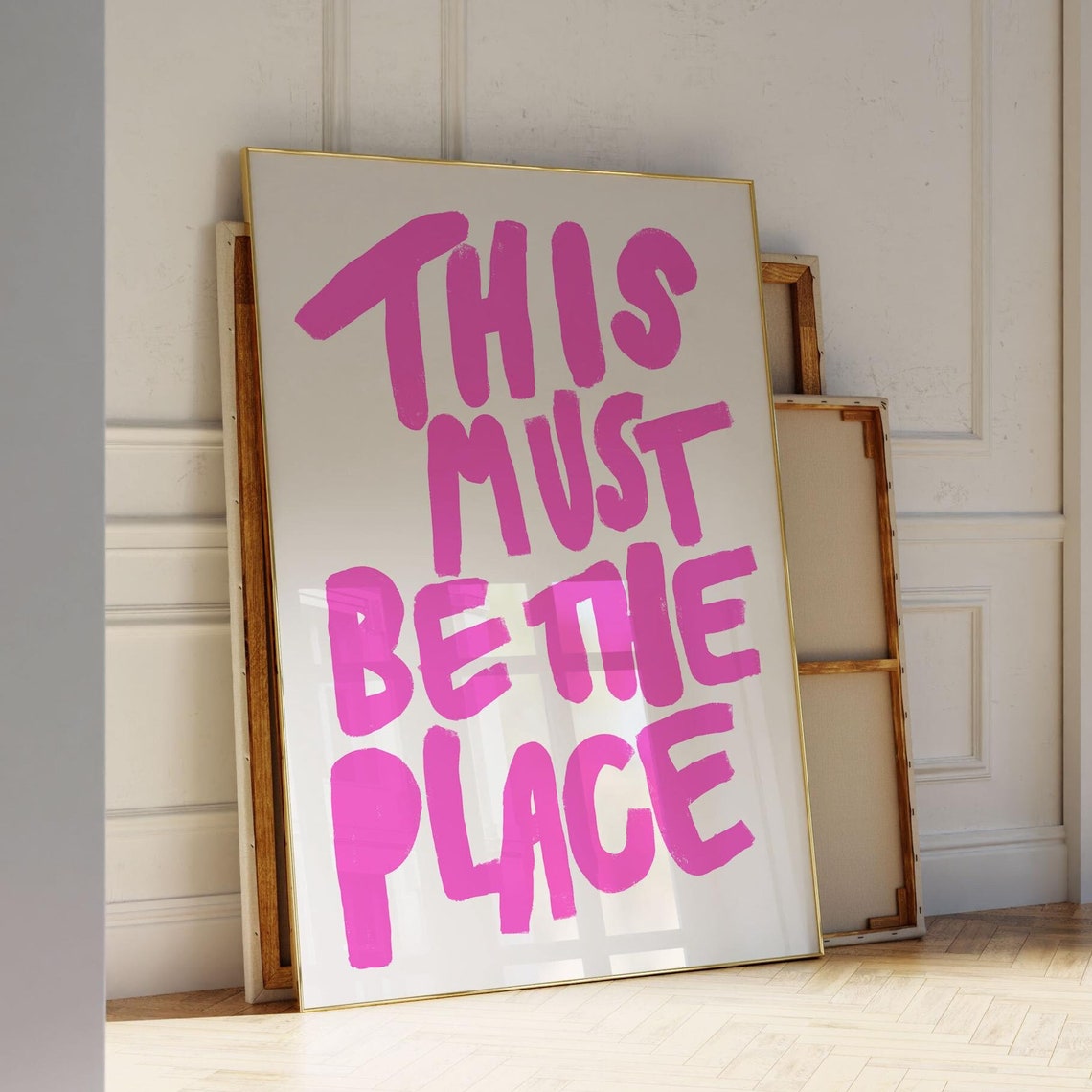 This Must Be the Place Hot Pink Typography Wall Quote Poster Art