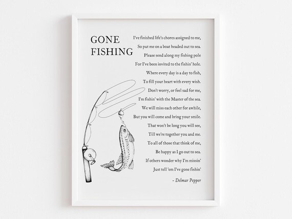 Gone Fishing Poem Memorial Tribute, Typography