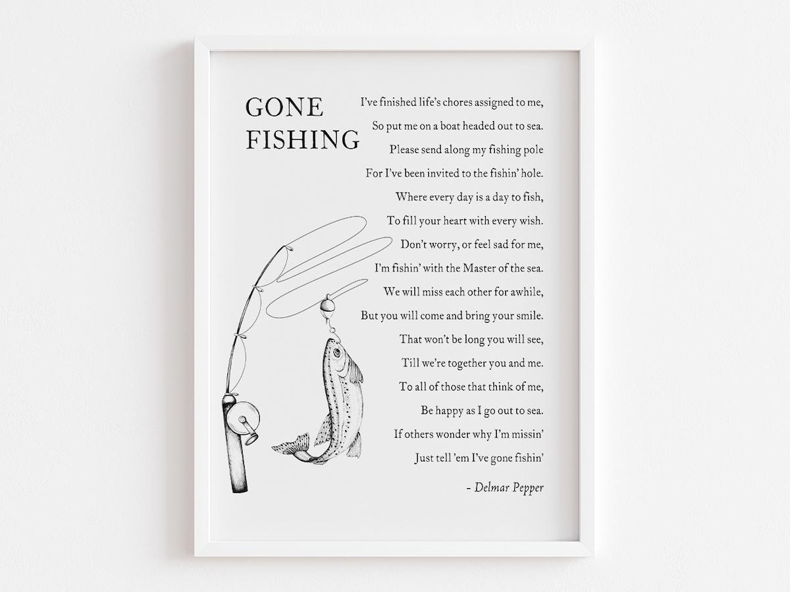 Gone Fishing Poem Memorial Tribute, Typography