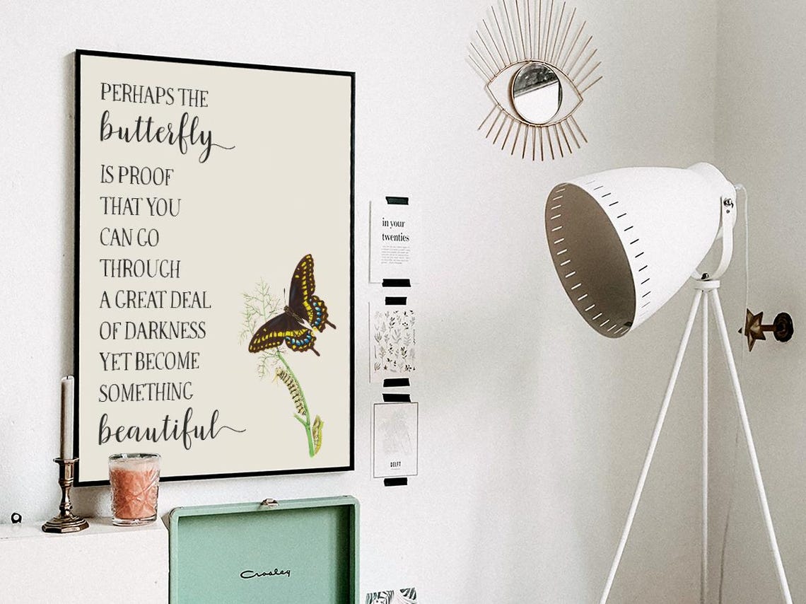 Perhaps Butterfly Beautiful Wisdom Quote Growth Journey Inspiration Wall Art Positivity Decor Friends Gift - Image 3