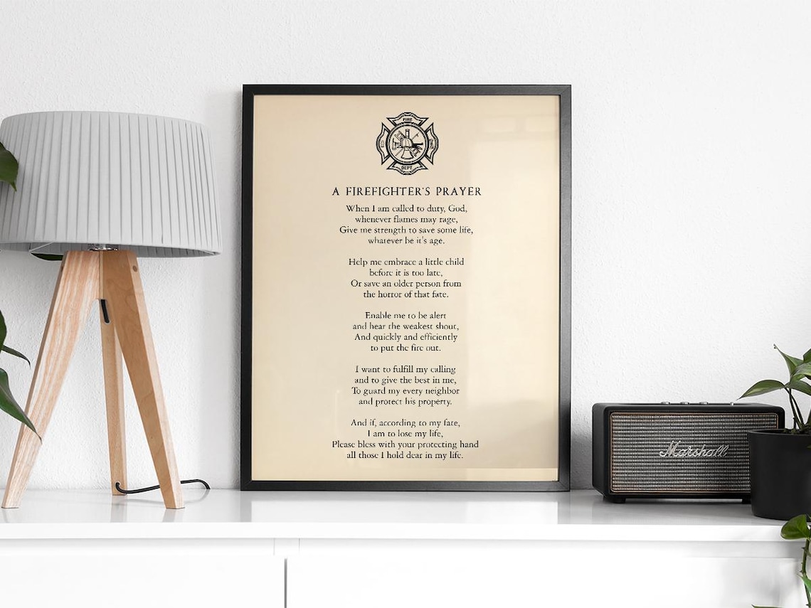 Firefighters Prayer Wall Art Print, Fire Department Decor - Image 2