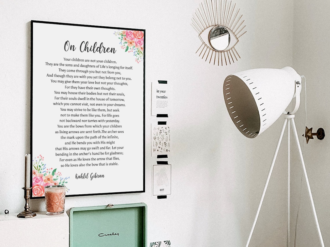 Kahlil Gibran On Children Poem With Floral Parent Gift Poster - Image 3