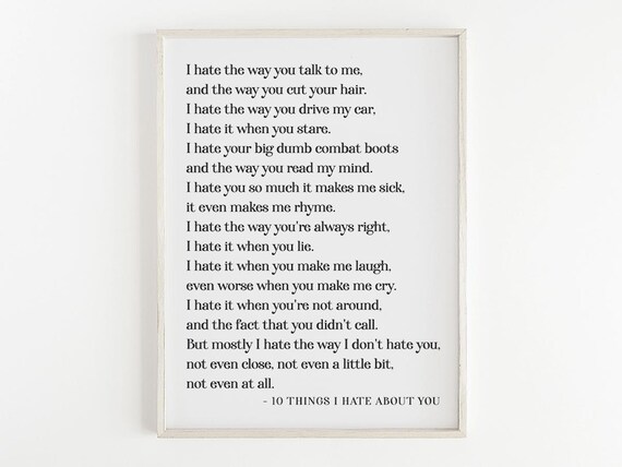 10 Things I Hate Quote, Romantic Film Comedy