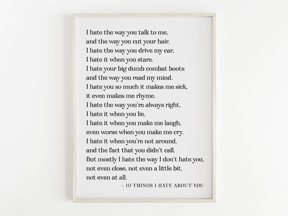 10 Things I Hate Quote, Romantic Film Comedy