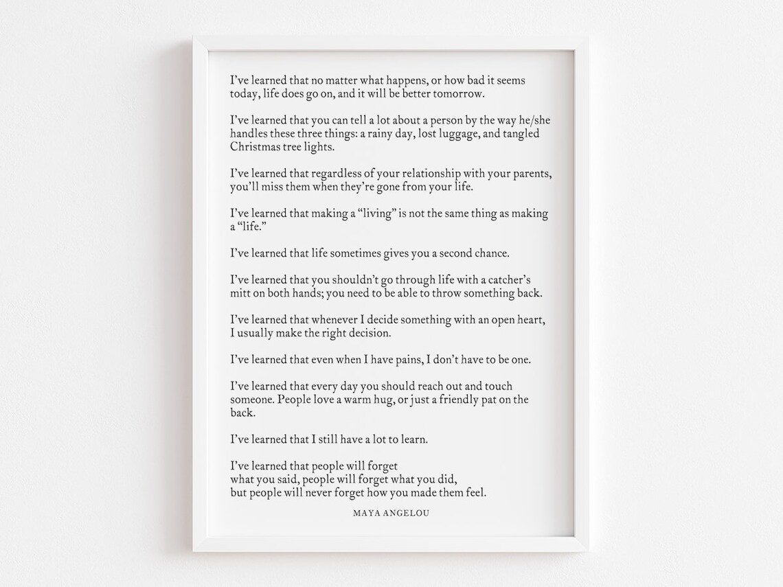 Ive Learned That No Matter Quote, Typography Decor