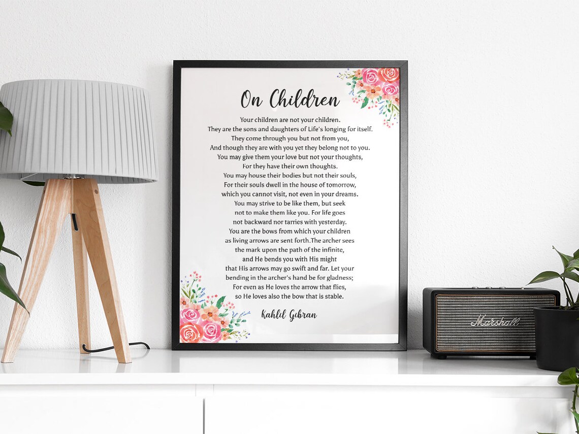 Kahlil Gibran On Children Poem With Floral Parent Gift Poster - Image 2