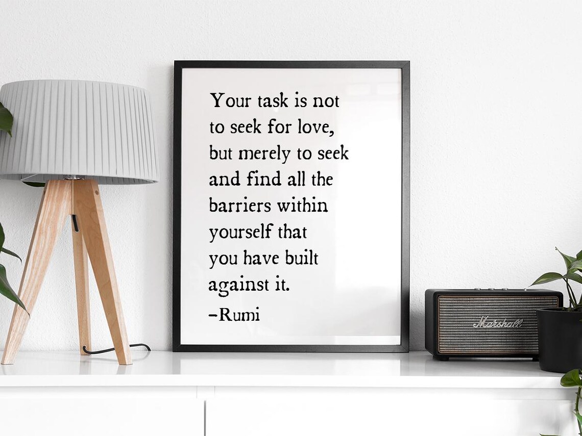 Your Task Is Not To Seek For Love Rumi Spiritual Quote Poster - Image 2