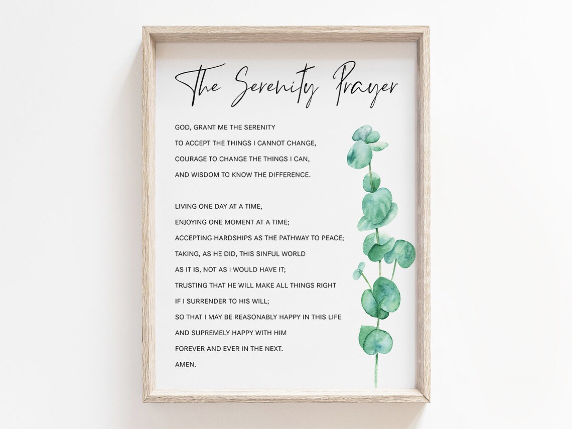 Serenity Prayer Full Version, Christian Typography
