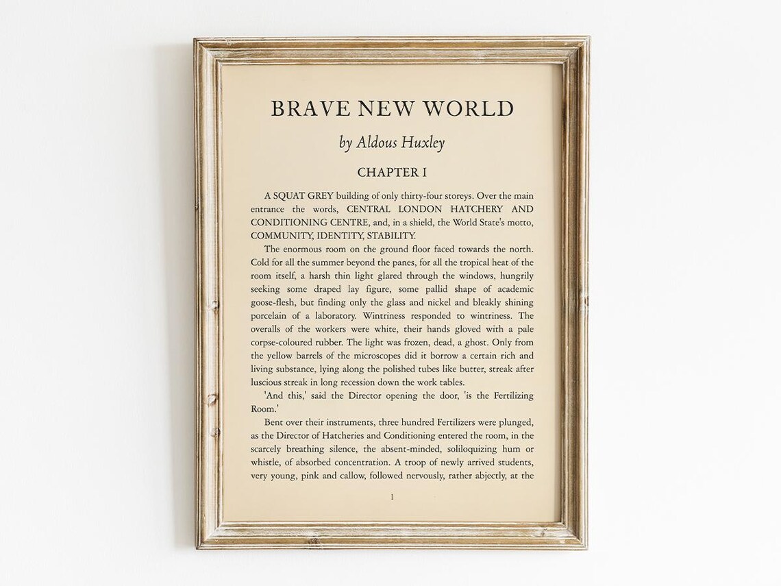 Brave New World Chapter 1, Literary Typography Decor