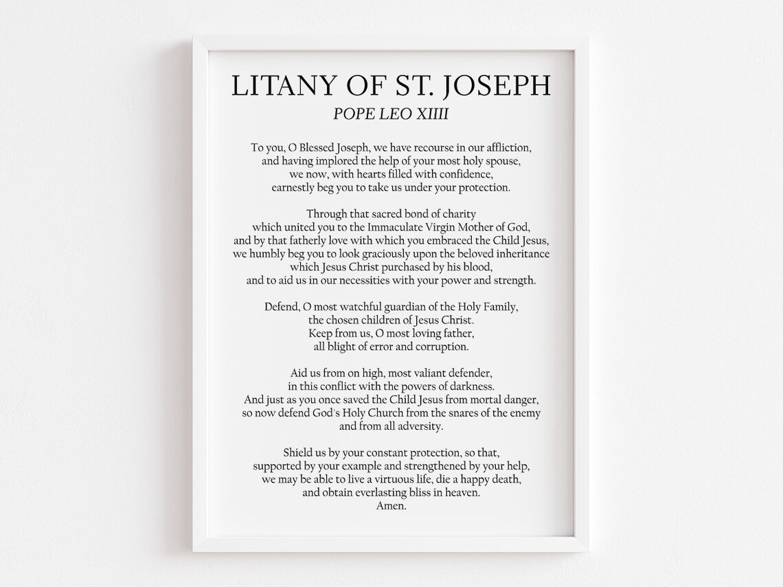 Litany Of Saint Joseph, Catholic Protection Prayer