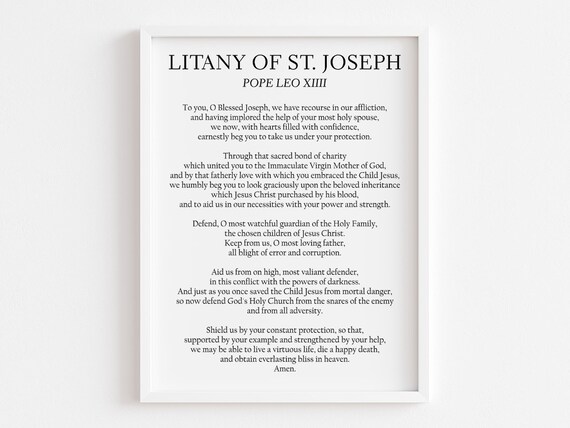 Litany Of Saint Joseph, Catholic Protection Prayer