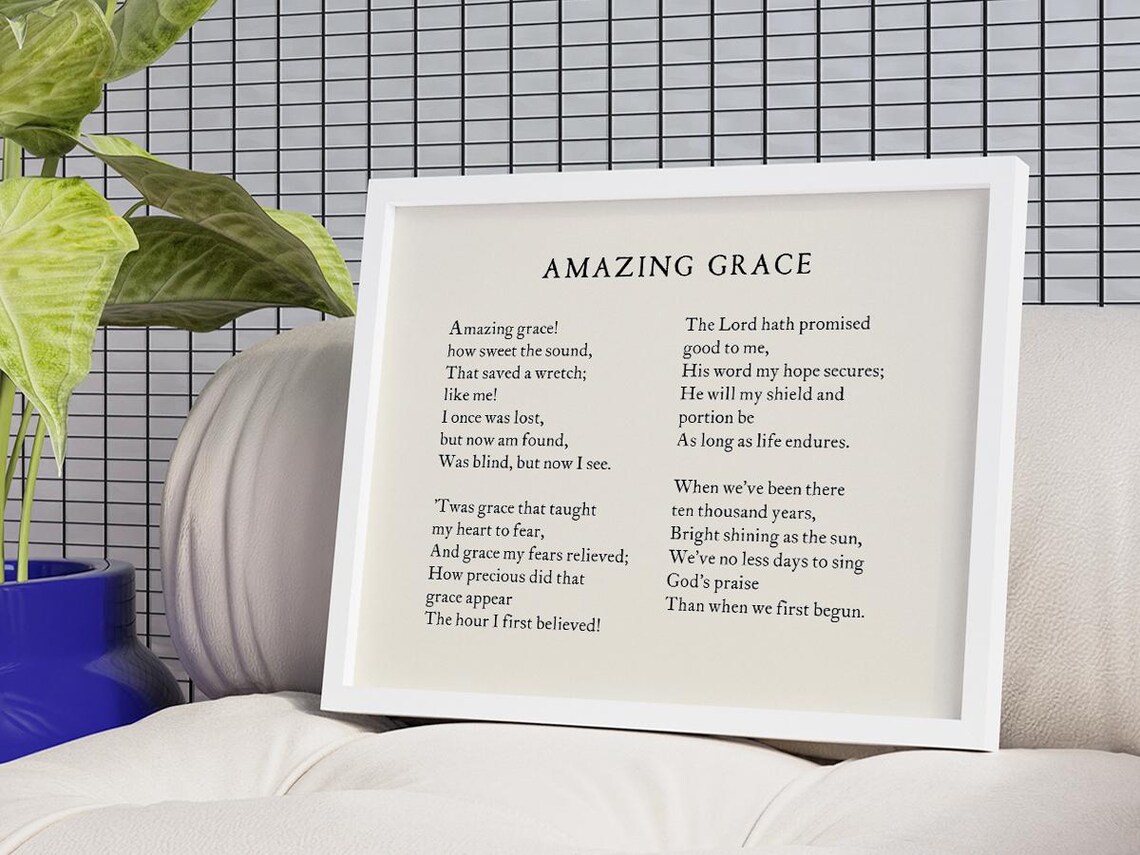 Amazing Grace Christian Hymn Typography Decor - Image 3