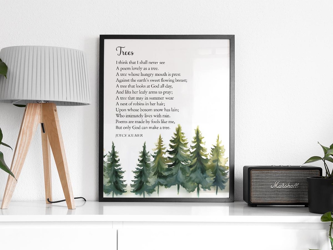 Trees Poem By Joyce Kilmer, Nature Wall Art Print - Image 2