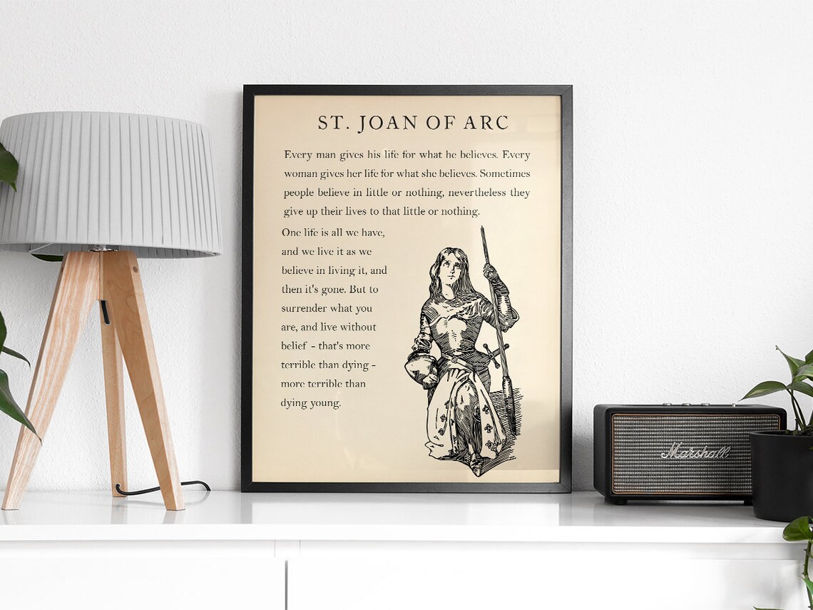 St Joan of Arc One Life Warrior Quote Spiritual Vintage Print - Image 2