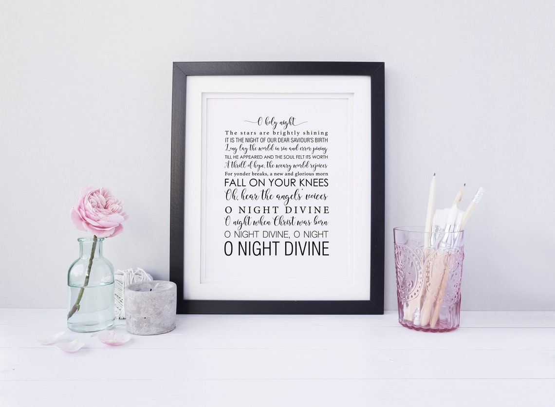 O Holy Night Christmas Word Art Christmas Hymn Song Lyrics Print Christmas Wall Art Christmas Carol Christmas Gifts - Image 6