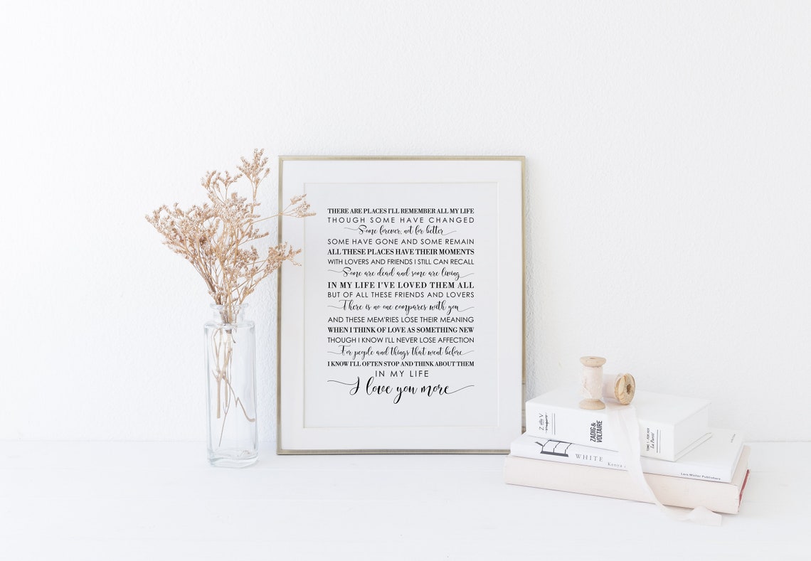 In My Life by The Beatles Love Song Lyrics Typography Wall Art - Image 5