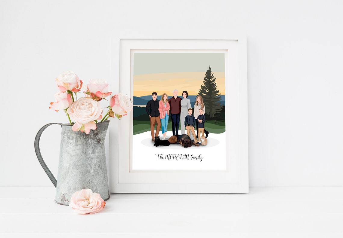 Custom Family Print Family Illustration Family Portrait From Photo Personalized Gift For Family Family Wall Decor - Image 6