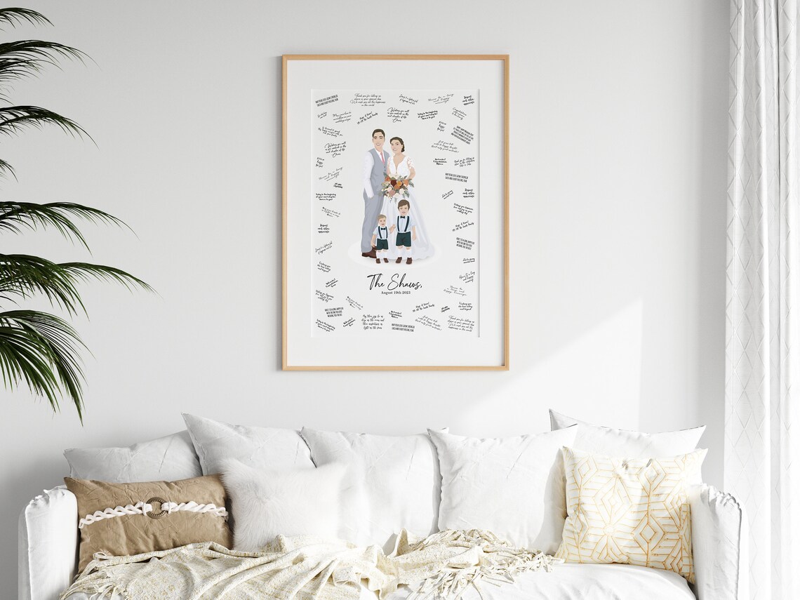 The Shaws Family Wedding Guest Book Portrait With Kids Poster - Image 5