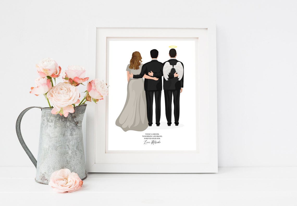 Groom With Angel Dad Memorial Custom Wedding Day Keepsake Poster - Image 6