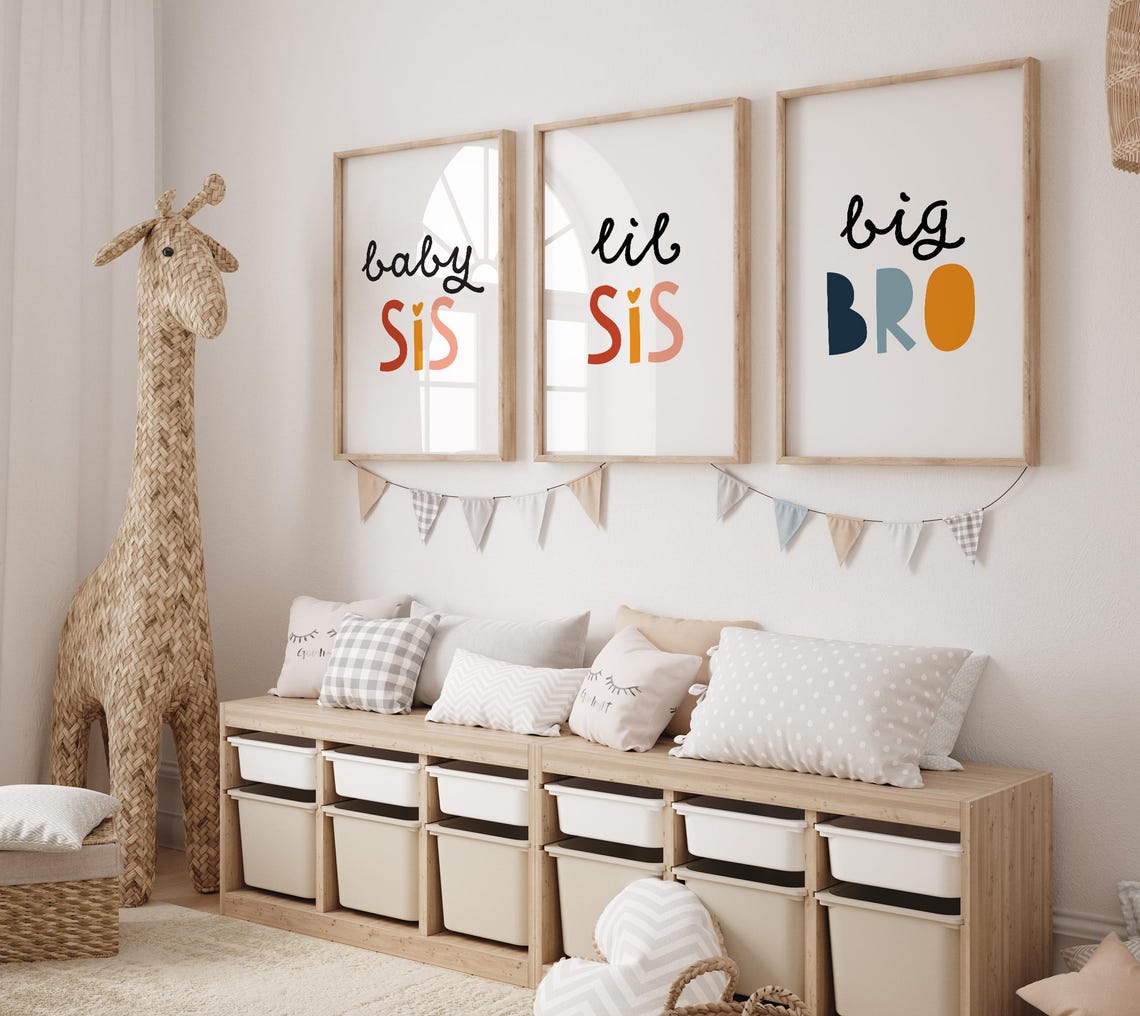 Baby Sis Nursery Wall Decor Sister Big Sis Announcement Playful Poster - Image 3