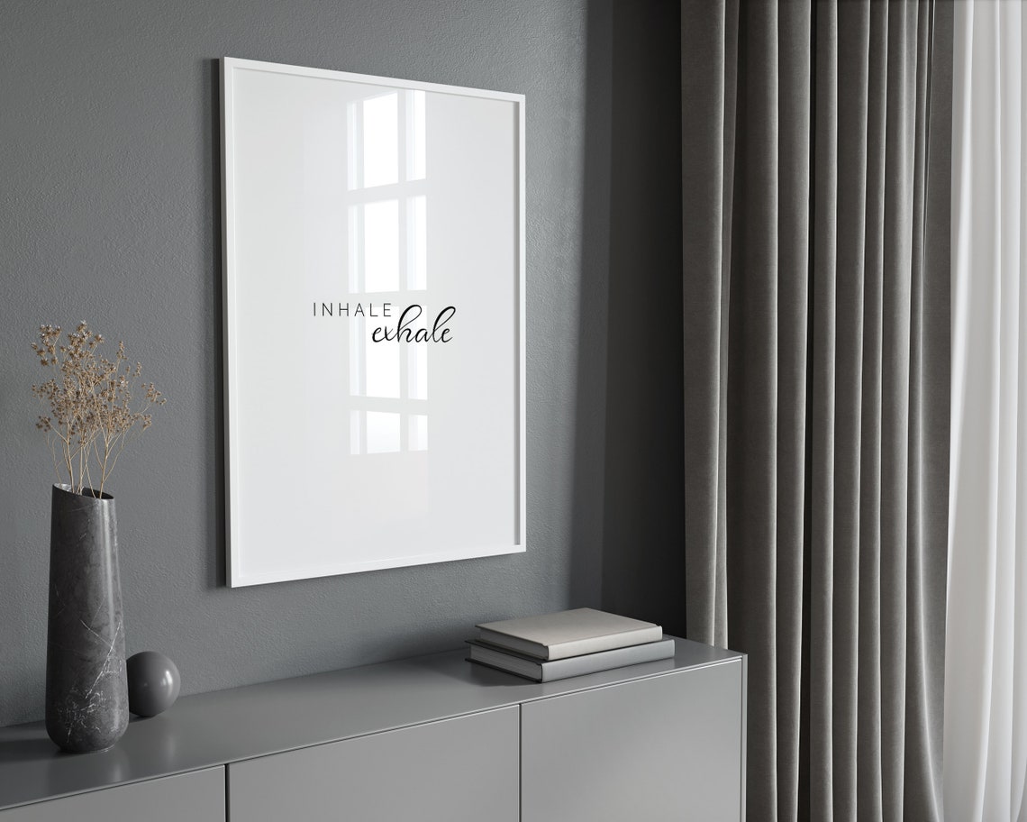 Inhale Exhale Minimalist Script Yoga Meditation Calm Wall Decor Poster - Image 3