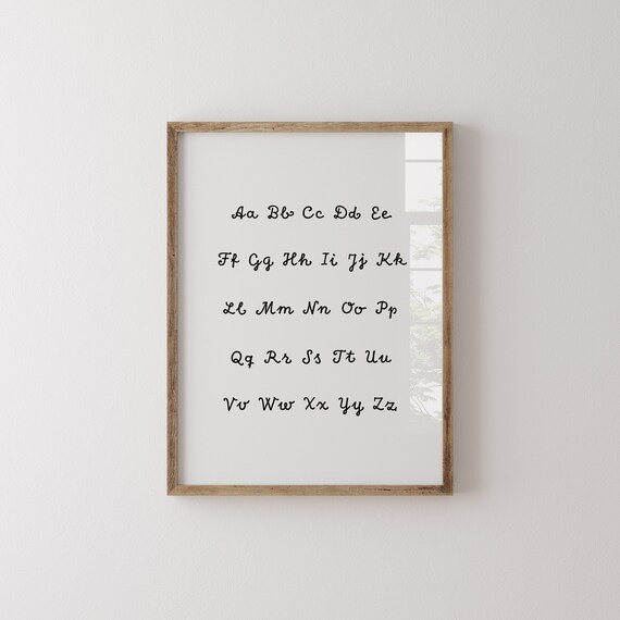 Cursive Alphabet Chart Script Letters Homeschool Learning Poster