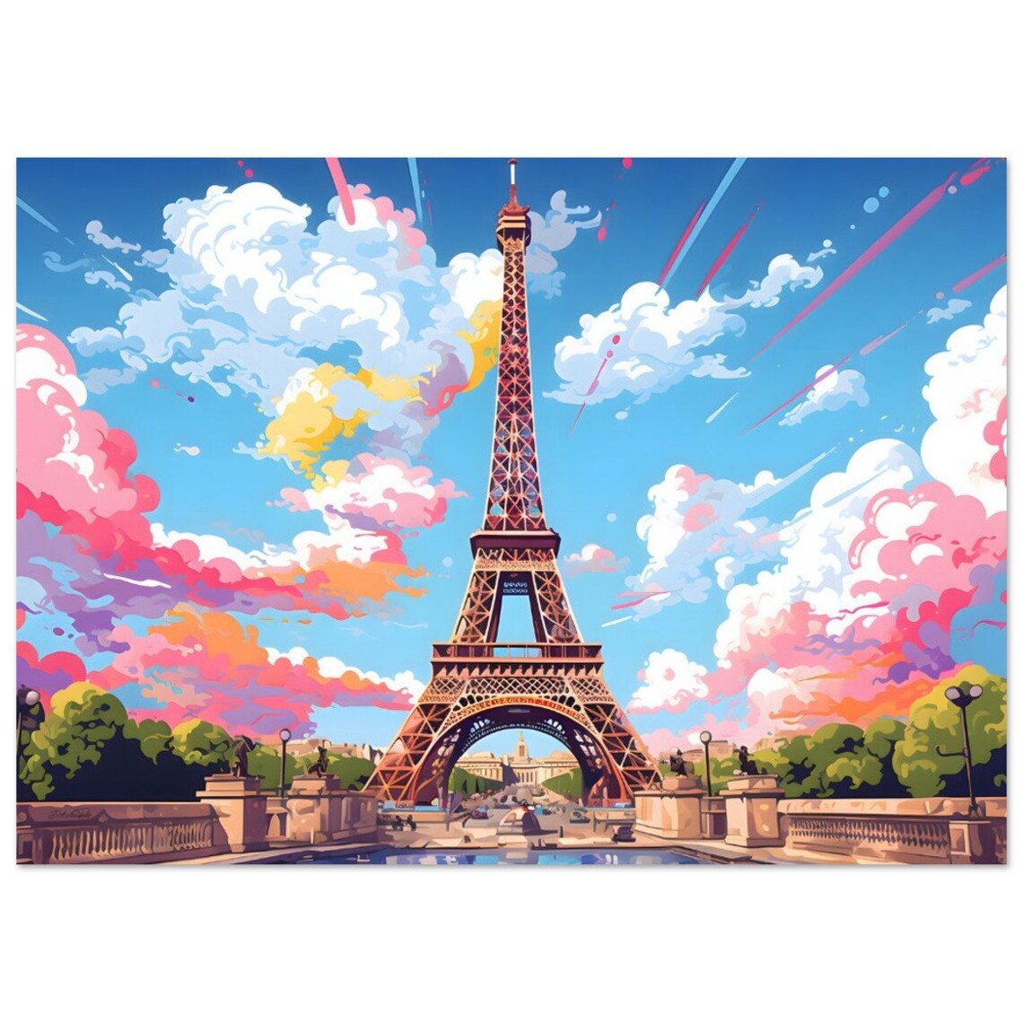 Paris And Eiffel Tower Light Line Style Drawing - Image 3