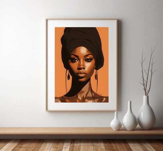 Minimalist Portrait Poster African Woman Poster In Warm And Intense Colors Large Format Wall Decoration Ethnic Without Frame