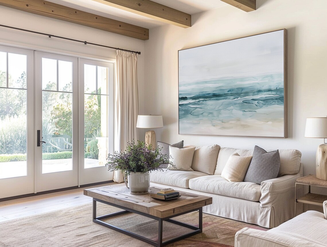 Abstract Watercolor Beach, Neutral Coastal Art Print - Image 3