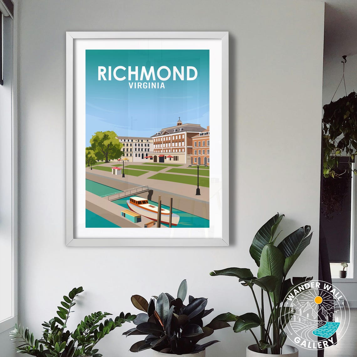Richmond Virginia Canal Walk Historic Boats River Retro Travel Poster - Image 3