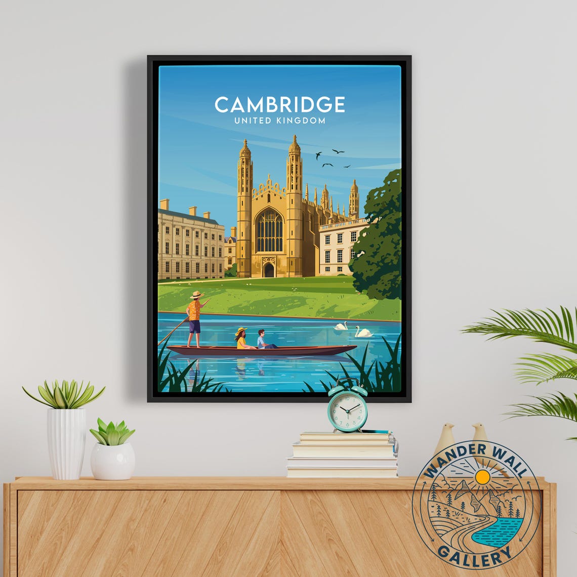 Cambridge United Kingdom Kings College Chapel Punting River Poster - Image 5