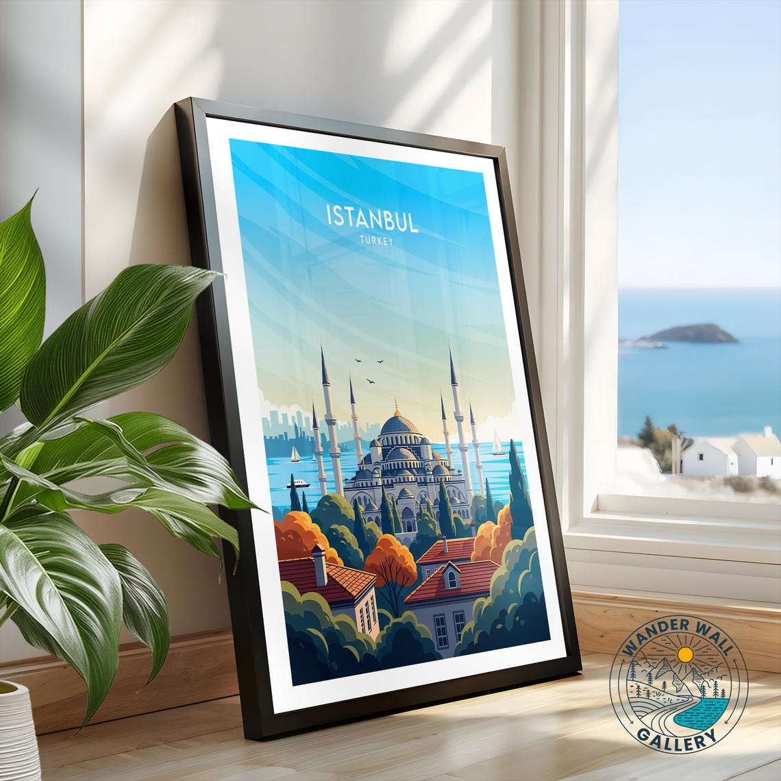 Istanbul Turkey Blue Mosque Sultanahmet Six Minarets Waterfront Poster - Image 2