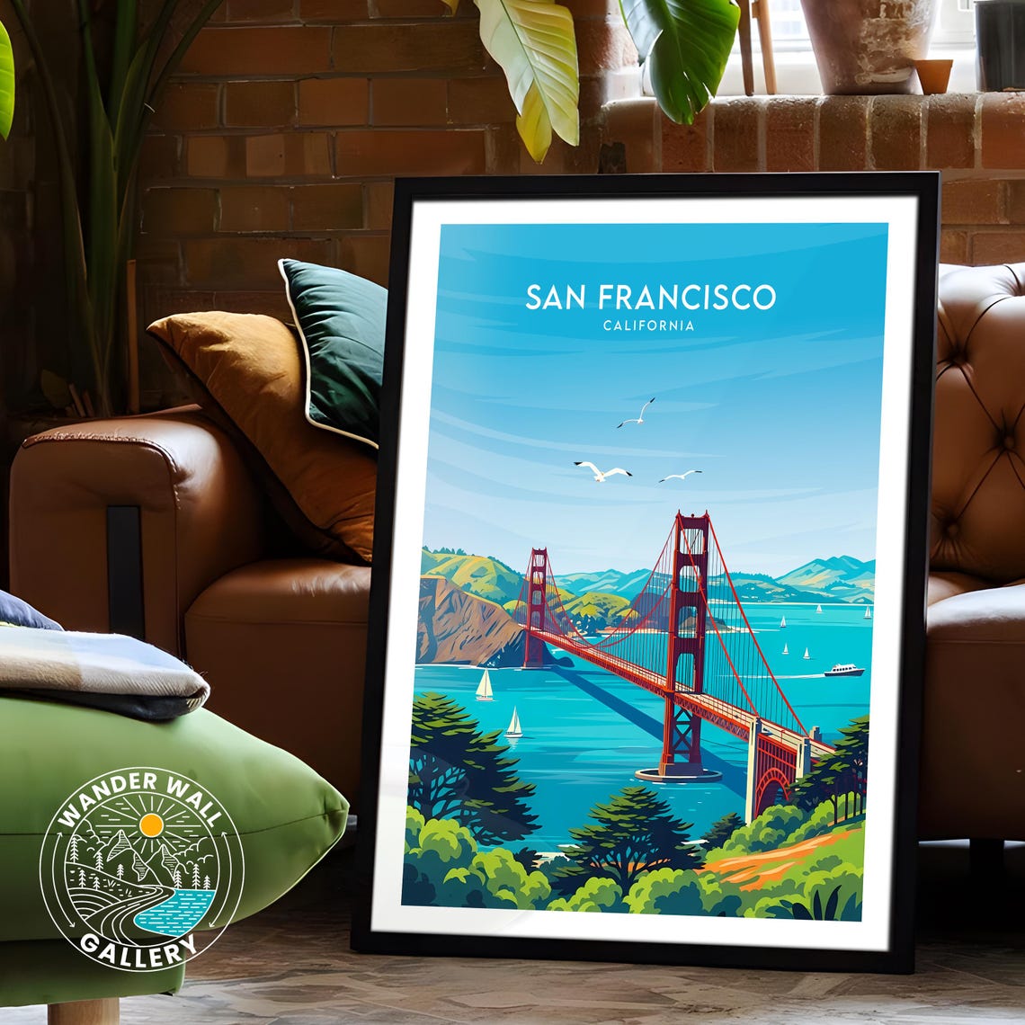 San Francisco Golden Gate Bridge Ocean View Retro Travel Poster - Image 6